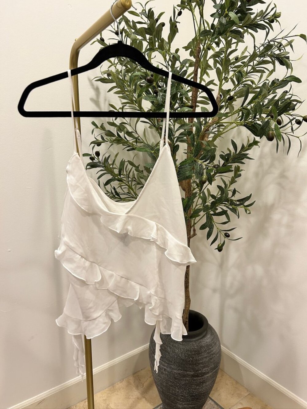 Aritzia White Ruffled Blouse